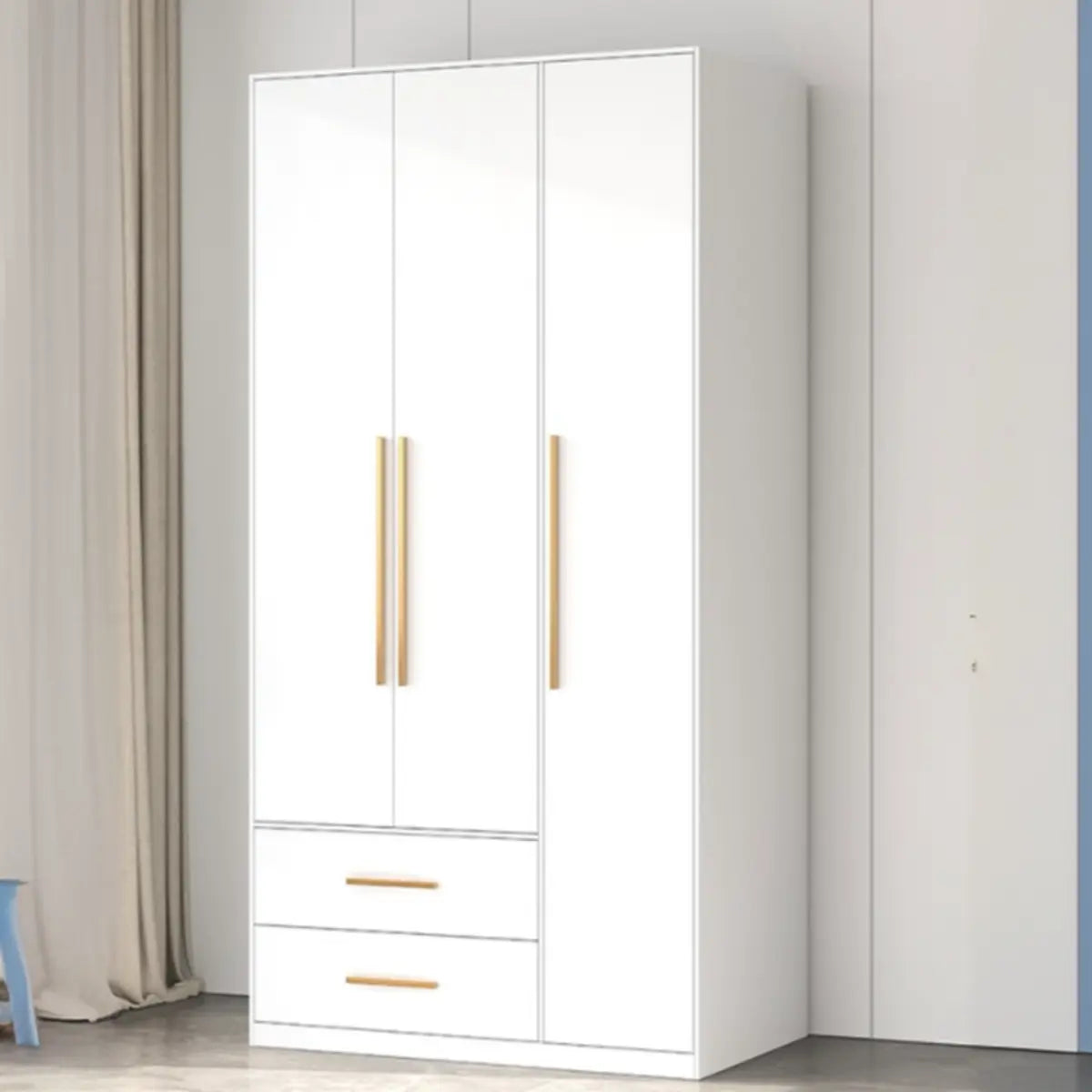 Minimalist Alloy White Spacious Wardrobe with Shelves Image - 1