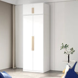 Minimalist Alloy White Spacious Wardrobe with Shelves Image - 11