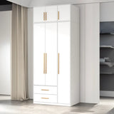 Minimalist Alloy White Spacious Wardrobe with Shelves Image - 14