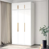 Minimalist Alloy White Spacious Wardrobe with Shelves Image - 16