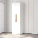 Minimalist Alloy White Spacious Wardrobe with Shelves Image - 2