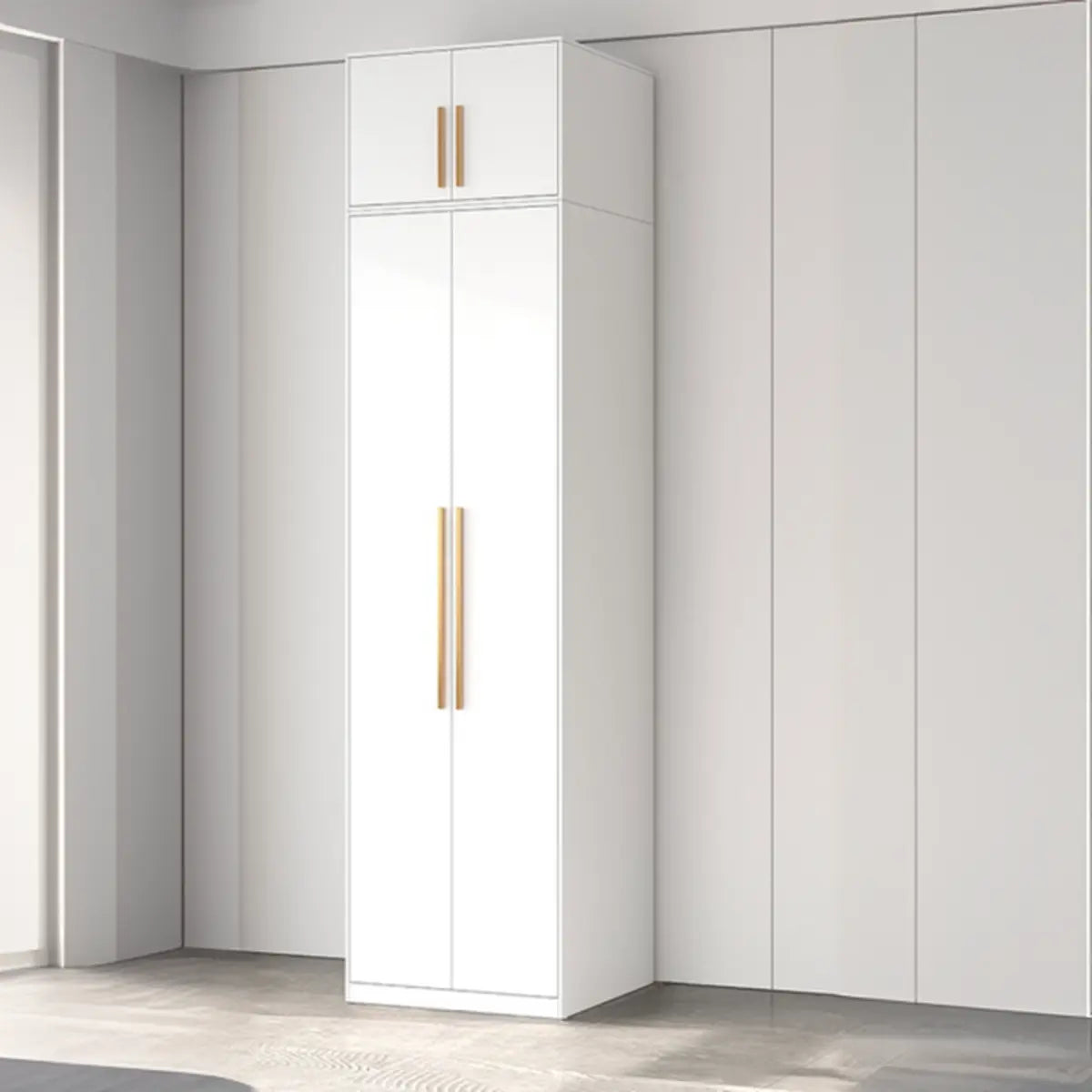 Minimalist Alloy White Spacious Wardrobe with Shelves Image - 3