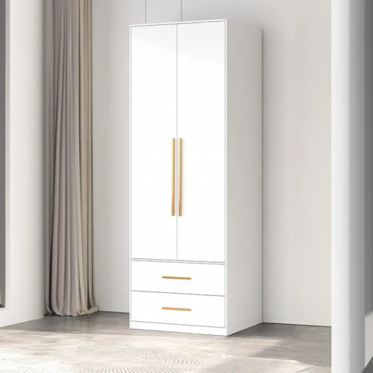 Minimalist Alloy White Spacious Wardrobe with Shelves Image - 5