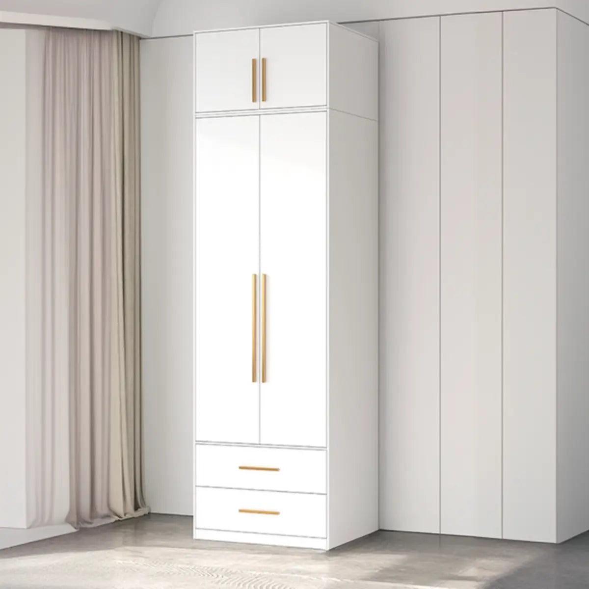 Minimalist Alloy White Spacious Wardrobe with Shelves Image - 7