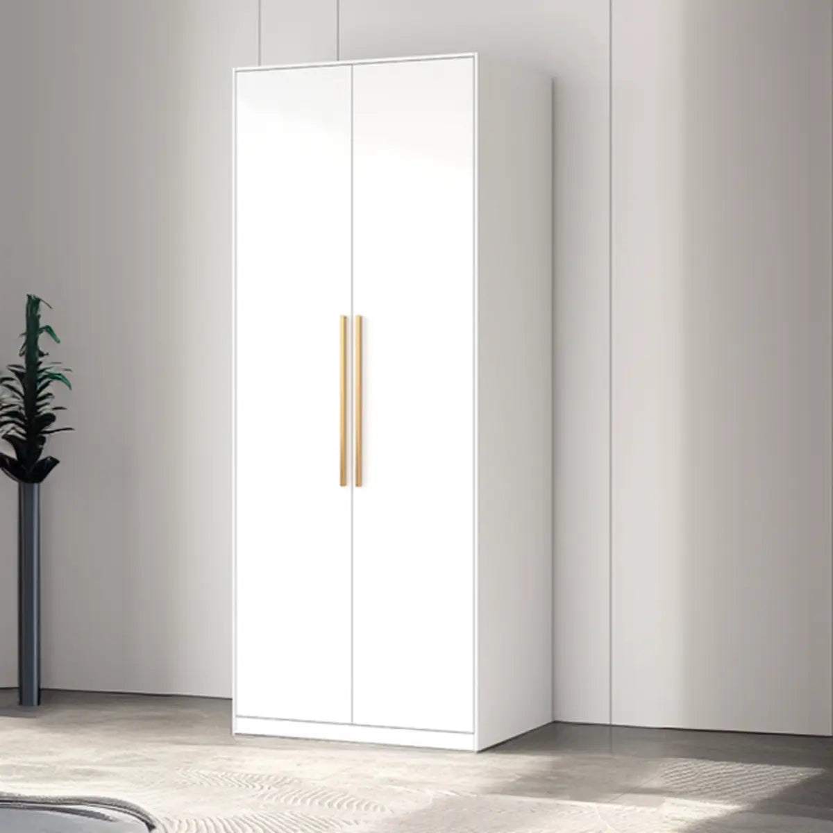 Minimalist Alloy White Spacious Wardrobe with Shelves Image - 9