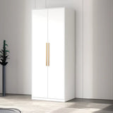 Minimalist Alloy White Spacious Wardrobe with Shelves Image - 9