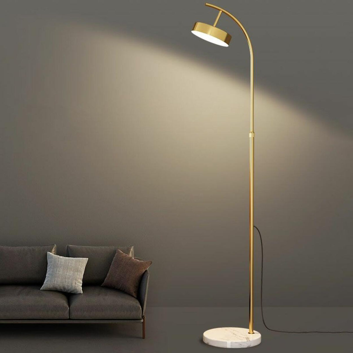 Minimalist Arced Metal LED Floor Lamp Adjustable Height Image - 1