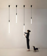 Minimalist Bedroom Acrylic LED Tube Pendant Light Image - 12