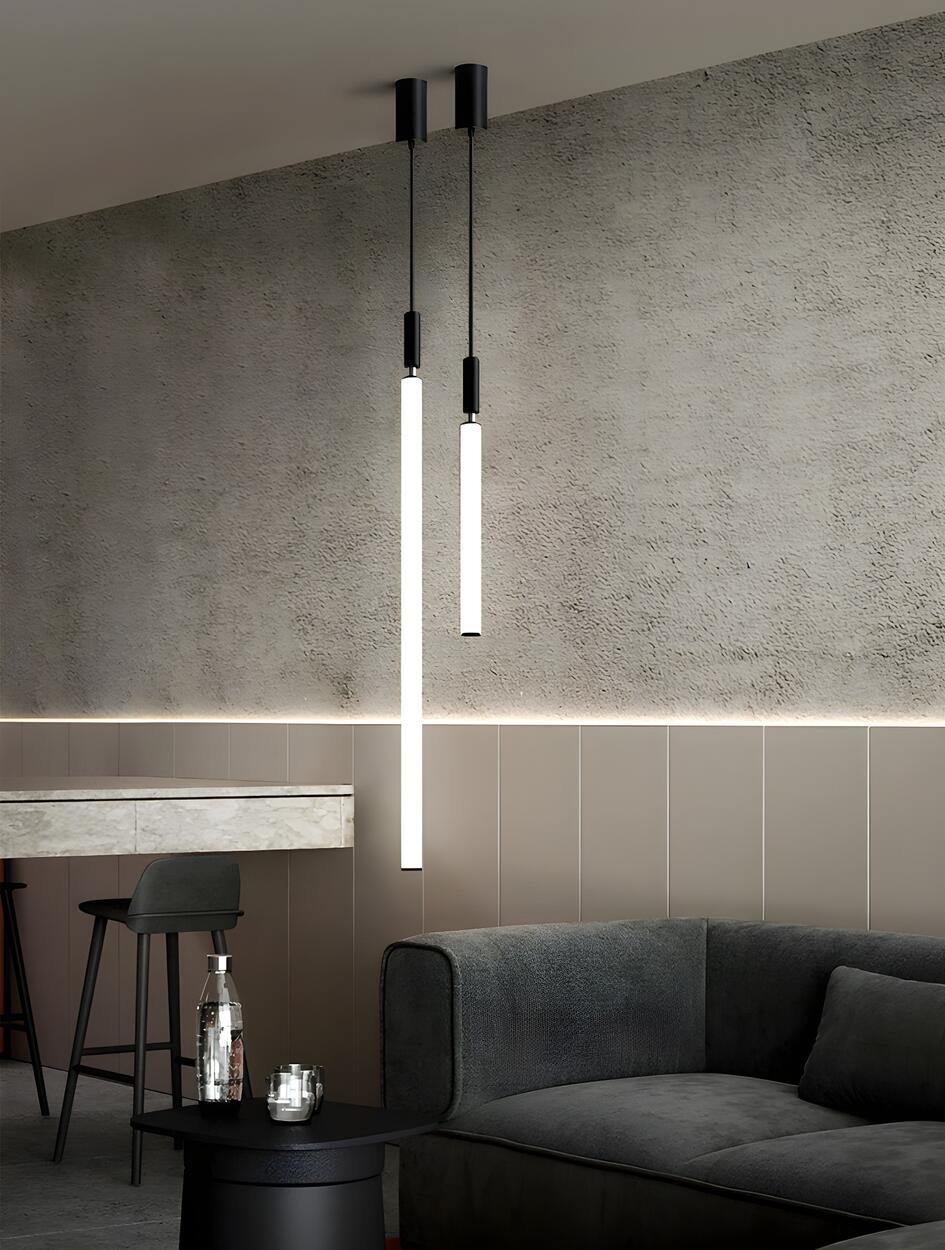 Minimalist Bedroom Acrylic LED Tube Pendant Light Image - 17