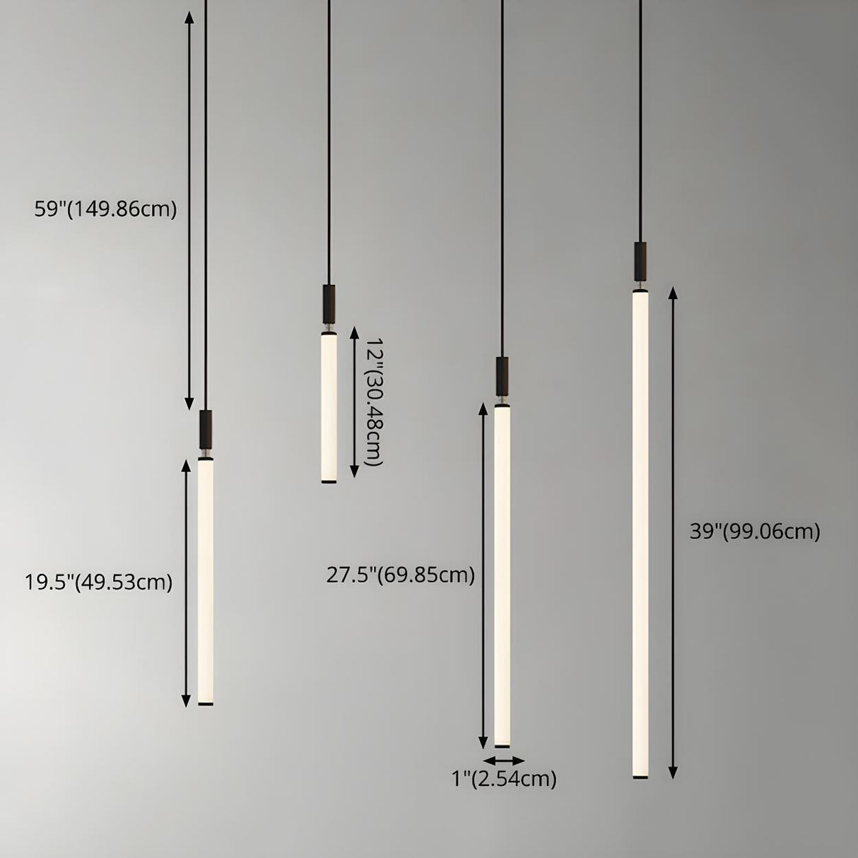 Minimalist Bedroom Acrylic LED Tube Pendant Light 