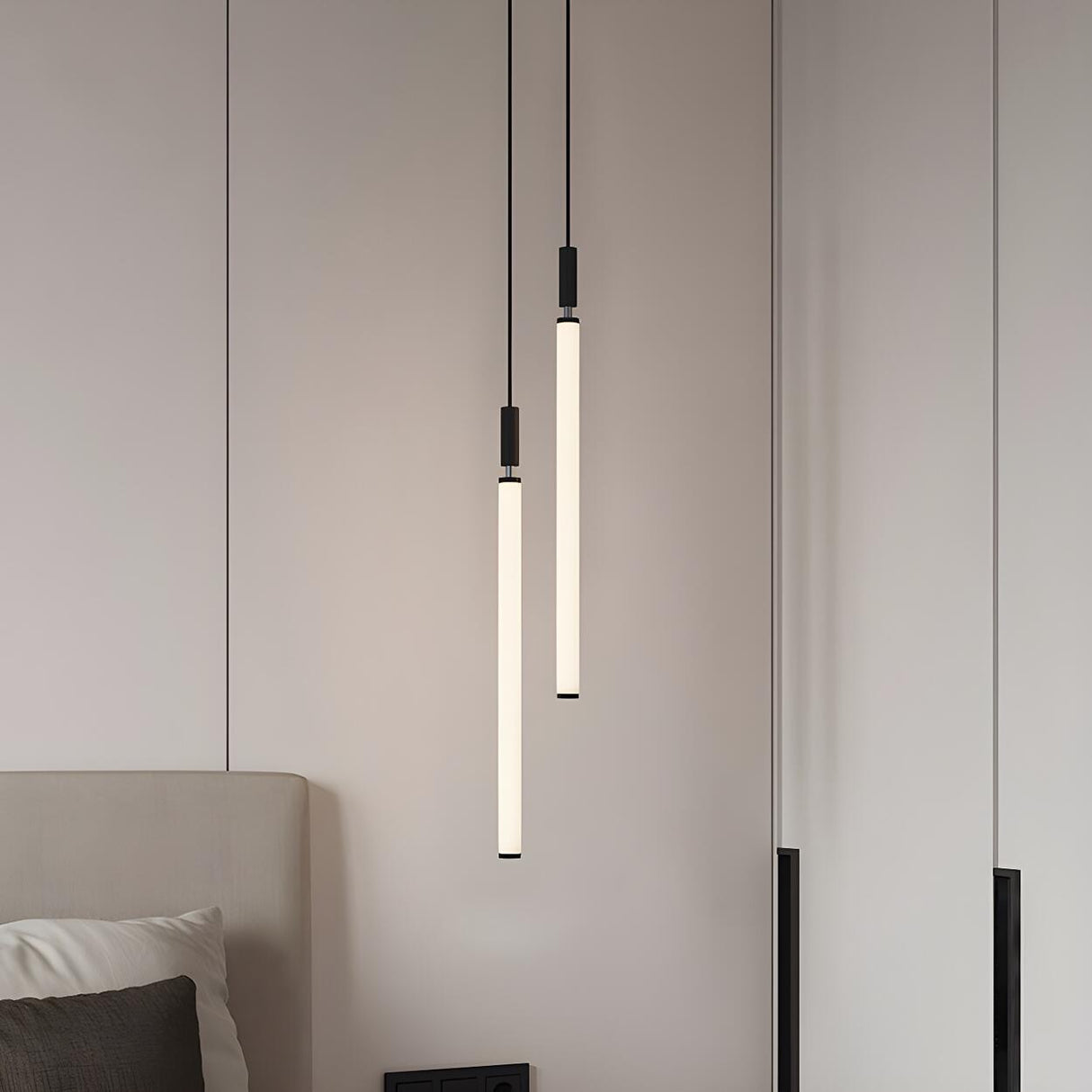 Minimalist Bedroom Acrylic LED Tube Pendant Light Image - 6