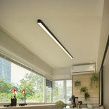 Minimalist Bedroom Black Linear LED Flush Mount Light Image - 2