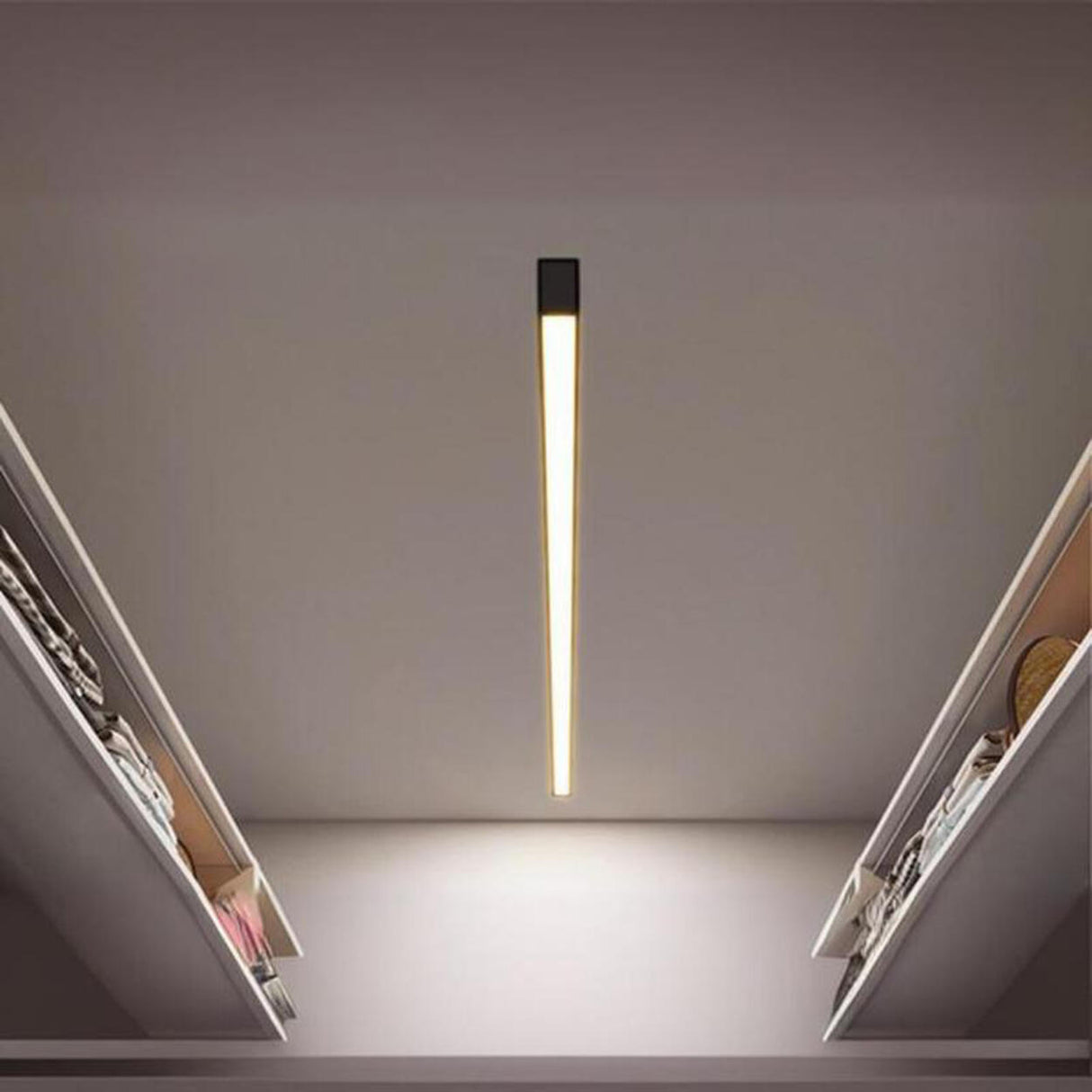 Minimalist Bedroom Black Linear LED Flush Mount Light Image - 7