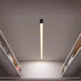 Minimalist Bedroom Black Linear LED Flush Mount Light Image - 7