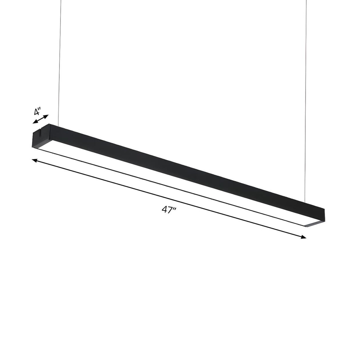 Minimalist Bedroom Black Linear LED Rectangular Chandelier 