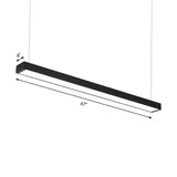 Minimalist Bedroom Black Linear LED Rectangular Chandelier #size