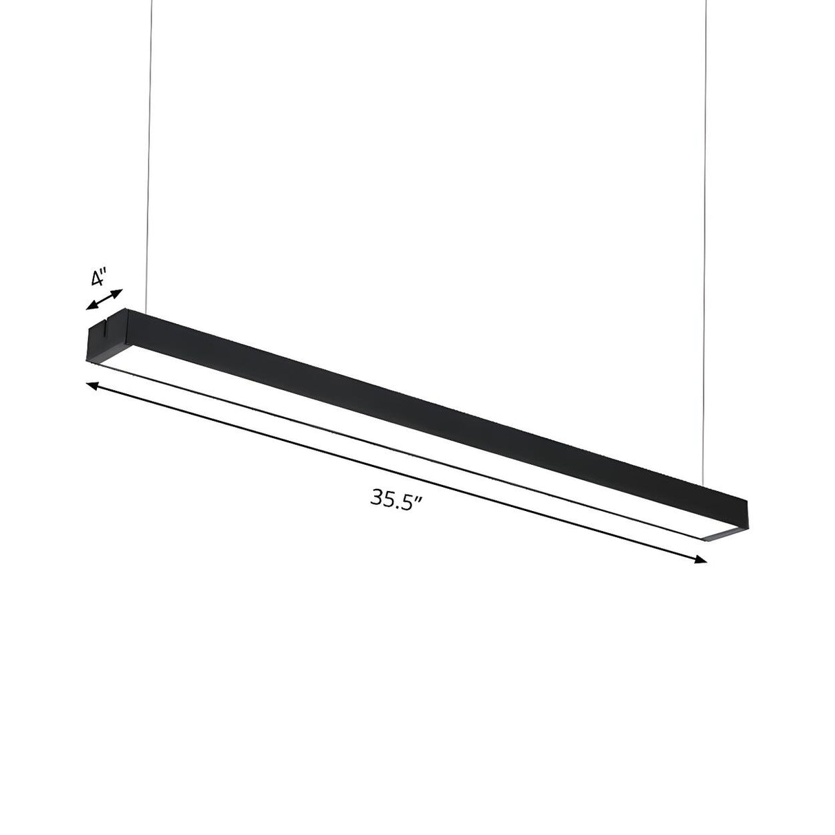 Minimalist Bedroom Black Linear LED Rectangular Chandelier Image - 11