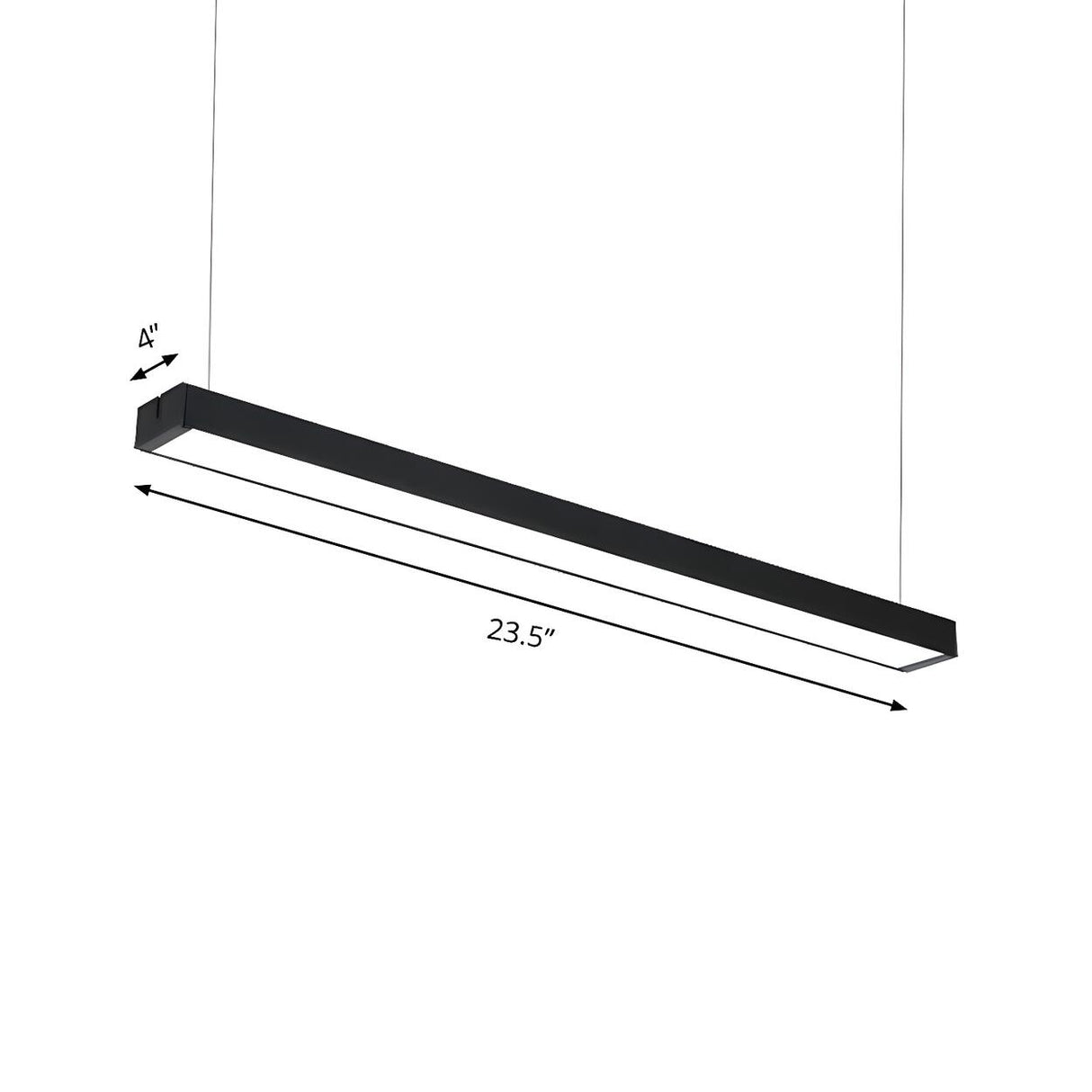 Minimalist Bedroom Black Linear LED Rectangular Chandelier Image - 5