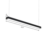 Minimalist Bedroom Black Linear LED Rectangular Chandelier Image - 5