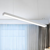 Minimalist Bedroom Black Linear LED Rectangular Chandelier Image - 7