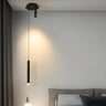 Minimalist Bedroom Black Slim Cylinder Metal Pendant Light Image - 10