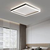 Minimalist Bedroom Black Square LED Flush Mount Light Image - 8