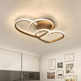 Minimalist Bedroom Double Heart LED Flush Mount Light Image - 2