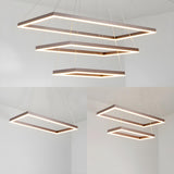 Minimalist Bedroom Layered Rectangle LED Pendant Chandelier Image - 1