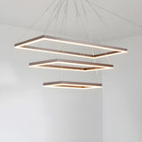 Minimalist Bedroom Layered Rectangle LED Pendant Chandelier Image - 10