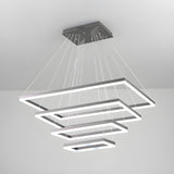 Minimalist Bedroom Layered Rectangle LED Pendant Chandelier Image - 13