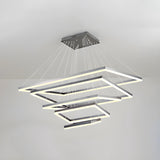 Minimalist Bedroom Layered Rectangle LED Pendant Chandelier Image - 17