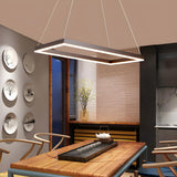 Minimalist Bedroom Layered Rectangle LED Pendant Chandelier Image - 3