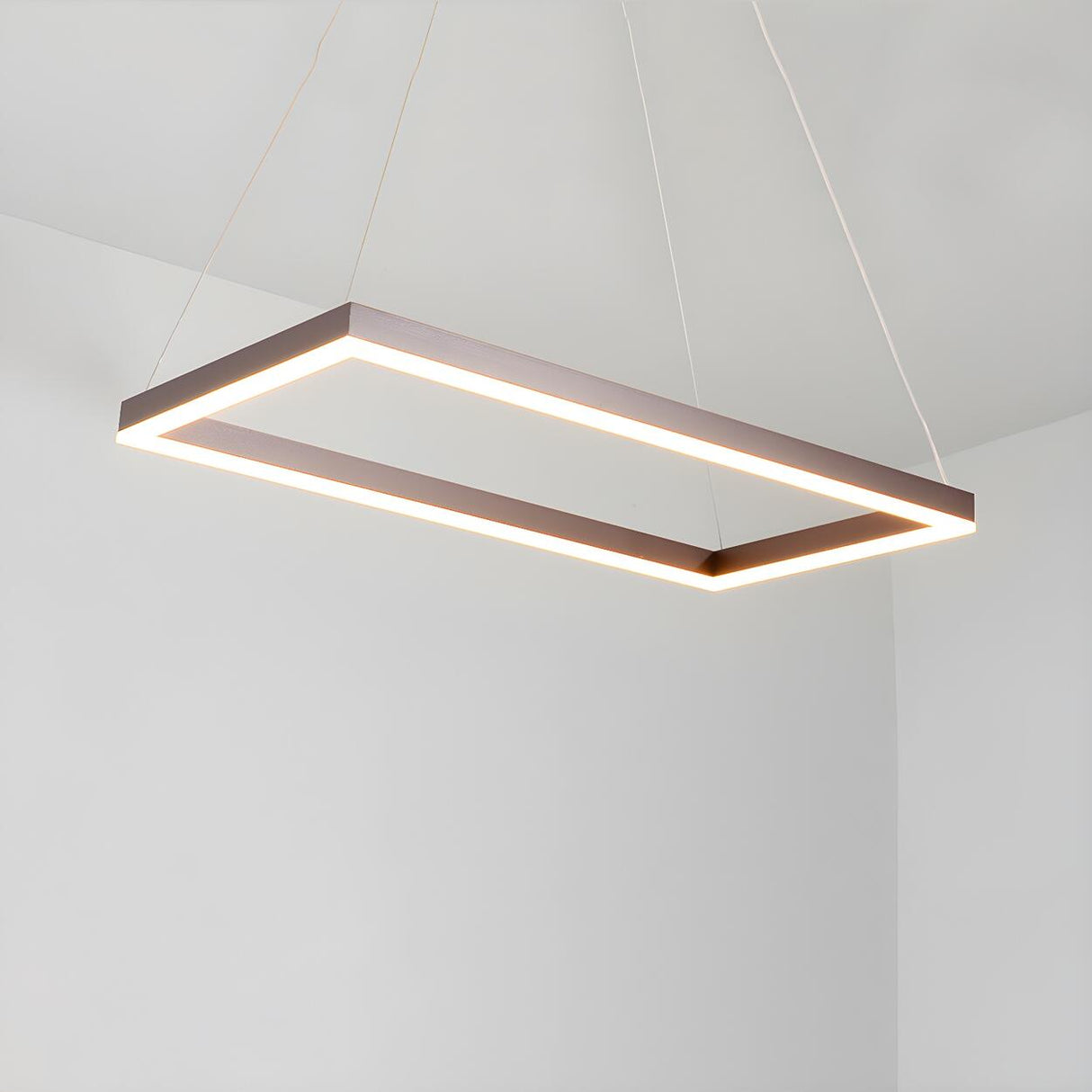 Minimalist Bedroom Layered Rectangle LED Pendant Chandelier Image - 4