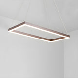 Minimalist Bedroom Layered Rectangle LED Pendant Chandelier Image - 5