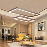 Minimalist Bedroom Layered Rectangle LED Pendant Chandelier Image - 6