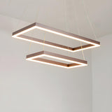 Minimalist Bedroom Layered Rectangle LED Pendant Chandelier Image - 7