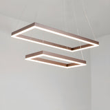 Minimalist Bedroom Layered Rectangle LED Pendant Chandelier Image - 8