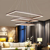 Minimalist Bedroom Layered Rectangle LED Pendant Chandelier Image - 9