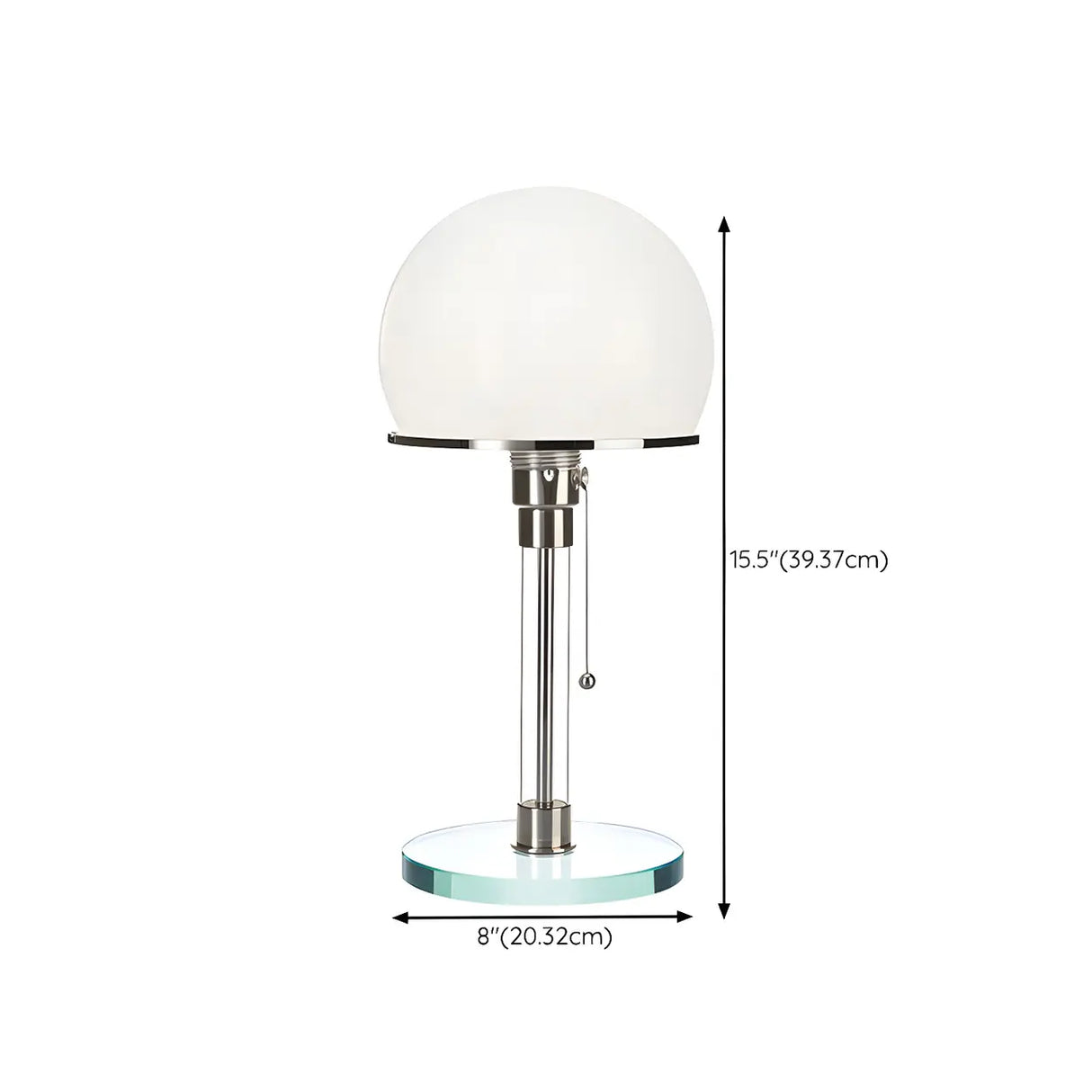 Minimalist Bedroom Modern Silver Dome Glass Table Lamp 