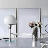 Minimalist Bedroom Modern Silver Dome Glass Table Lamp Image - 3