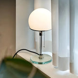 Minimalist Bedroom Modern Silver Dome Glass Table Lamp Image - 9