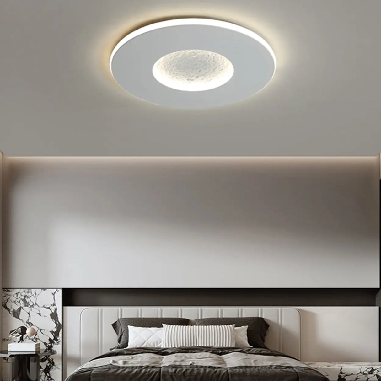 Minimalist Bedroom Round LED Flush Mount Ceiling Light Image - 2