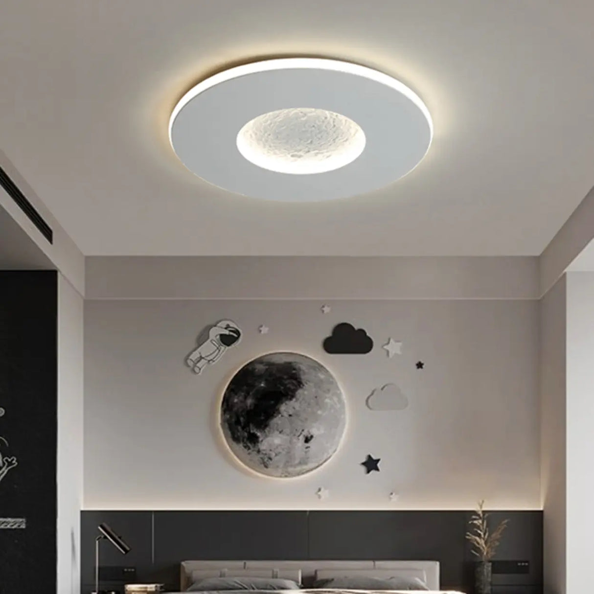 Minimalist Bedroom Round LED Flush Mount Ceiling Light Image - 4