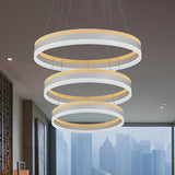 Minimalist Bedroom Silver Circular Acrylic LED Chandelier Image - 12