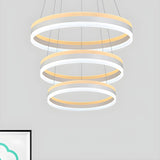 Minimalist Bedroom Silver Circular Acrylic LED Chandelier Image - 13