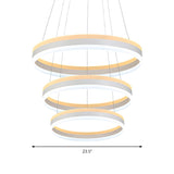 Minimalist Bedroom Silver Circular Acrylic LED Chandelier Image - 25