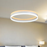 Minimalist Bedroom Silver Circular Acrylic LED Chandelier Image - 2