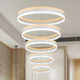 Minimalist Bedroom Silver Circular Acrylic LED Chandelier Image - 20