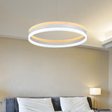 Minimalist Bedroom Silver Circular Acrylic LED Chandelier Image - 3