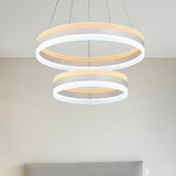 Minimalist Bedroom Silver Circular Acrylic LED Chandelier Image - 6